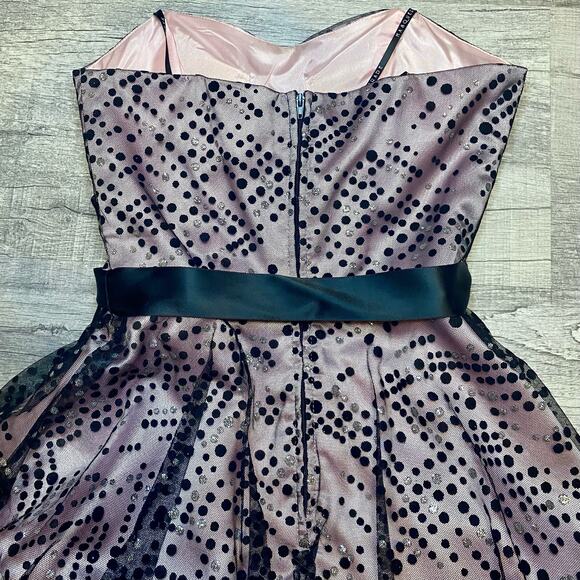 Masquerade Pink & Black Polka Dot Formal Dress - Picture 12 of 12